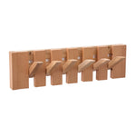 Wall-mounted Solid Wood Coat Rack With 6/8 Flip-down Hooks, Piano Key Design | Small | Natural
