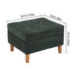 Chenille Upholstered Storage Ottoman With Rubberwood Legs – Modern Footstool With Hidden Storage, 71.5 X 59 X 33.5 Cm | Green