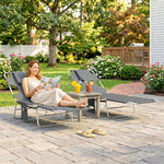 2 Sun Loungers With Reading Hole, Folding Garden Lounger | Dark Grey