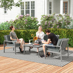 4 Pieces Wooden Garden Furniture Set With Cushions | Light Grey