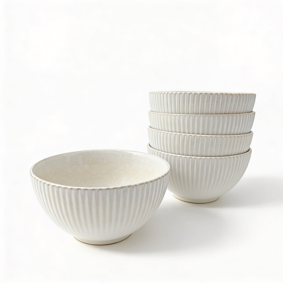 Reactive Cream Glaze Dinnerware Cereal Bowl Set 15cm | Set of 4 | Cream