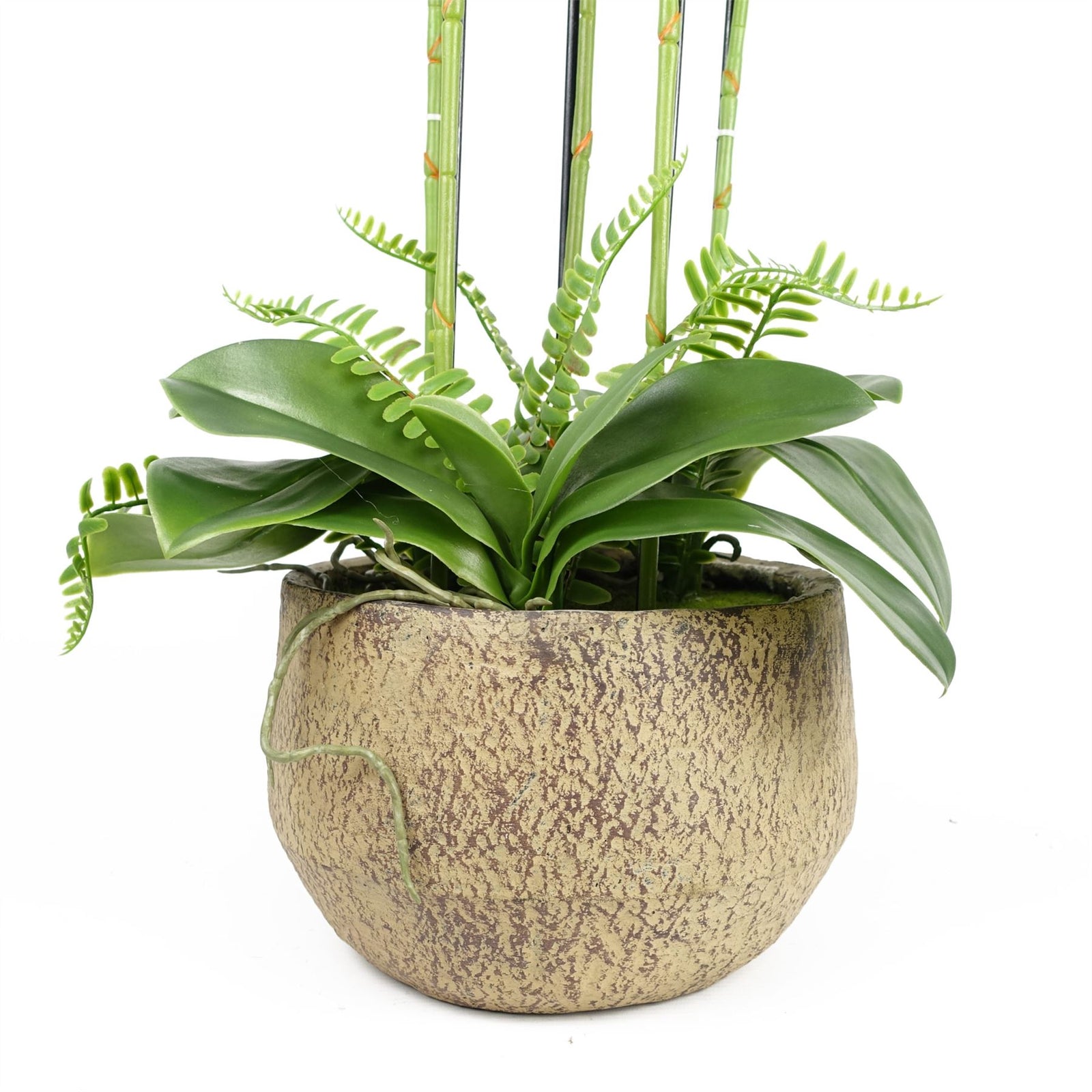 80cm Large Orchid Lime Yellow Artificial - 41 Real Touch Flowers