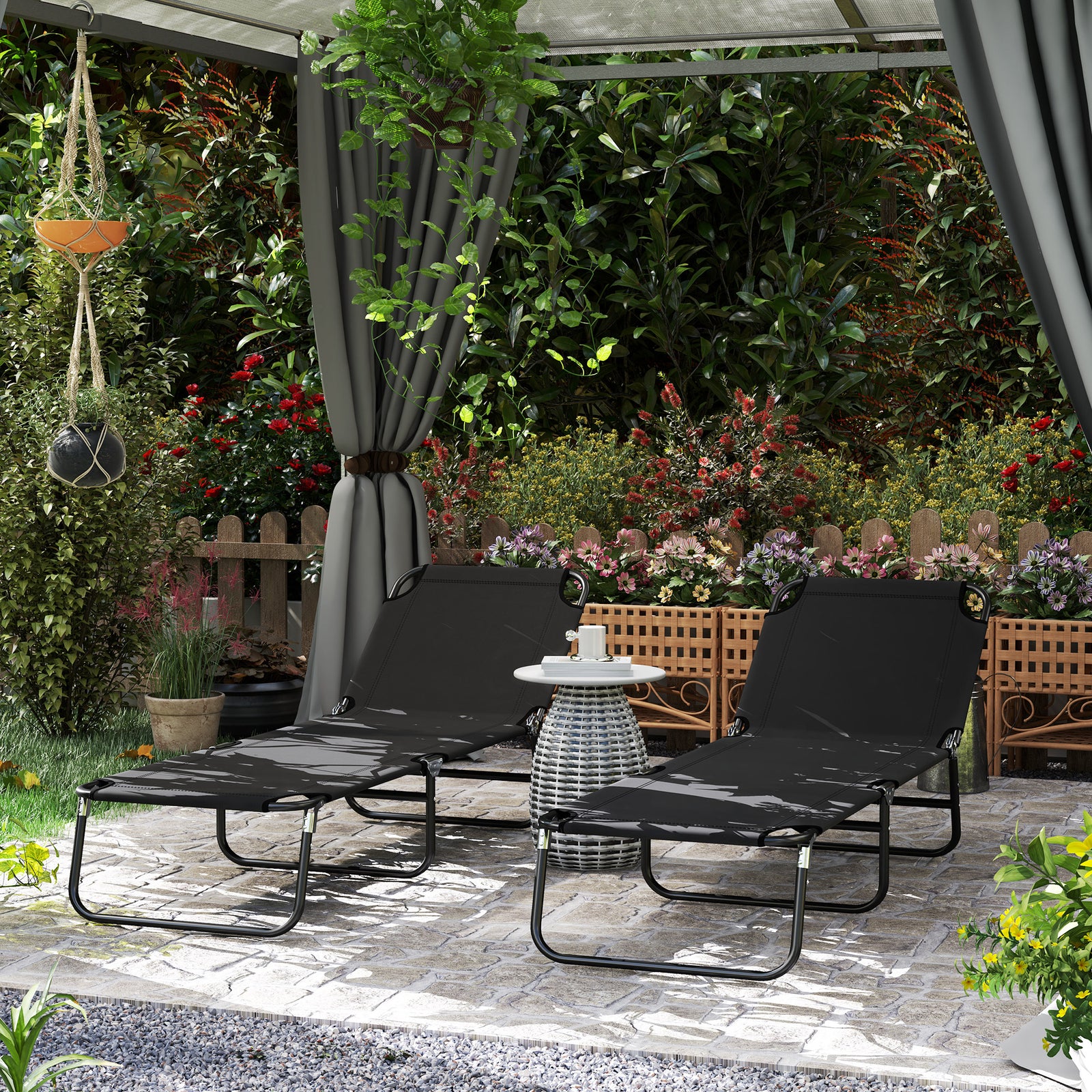 2 Piece Reclining Chaise Lounge With 5-level Adjust Backrest