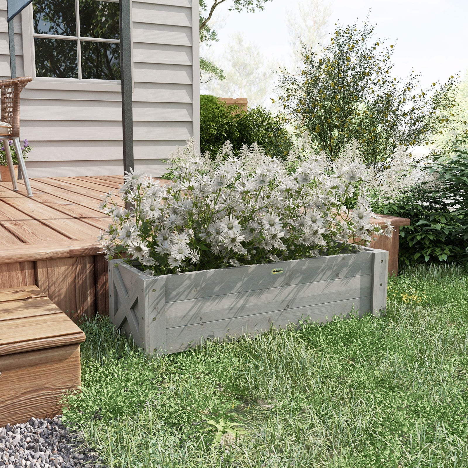58l Raised Bed Planter, 100x36.5x36 Cm, Grey | Gray