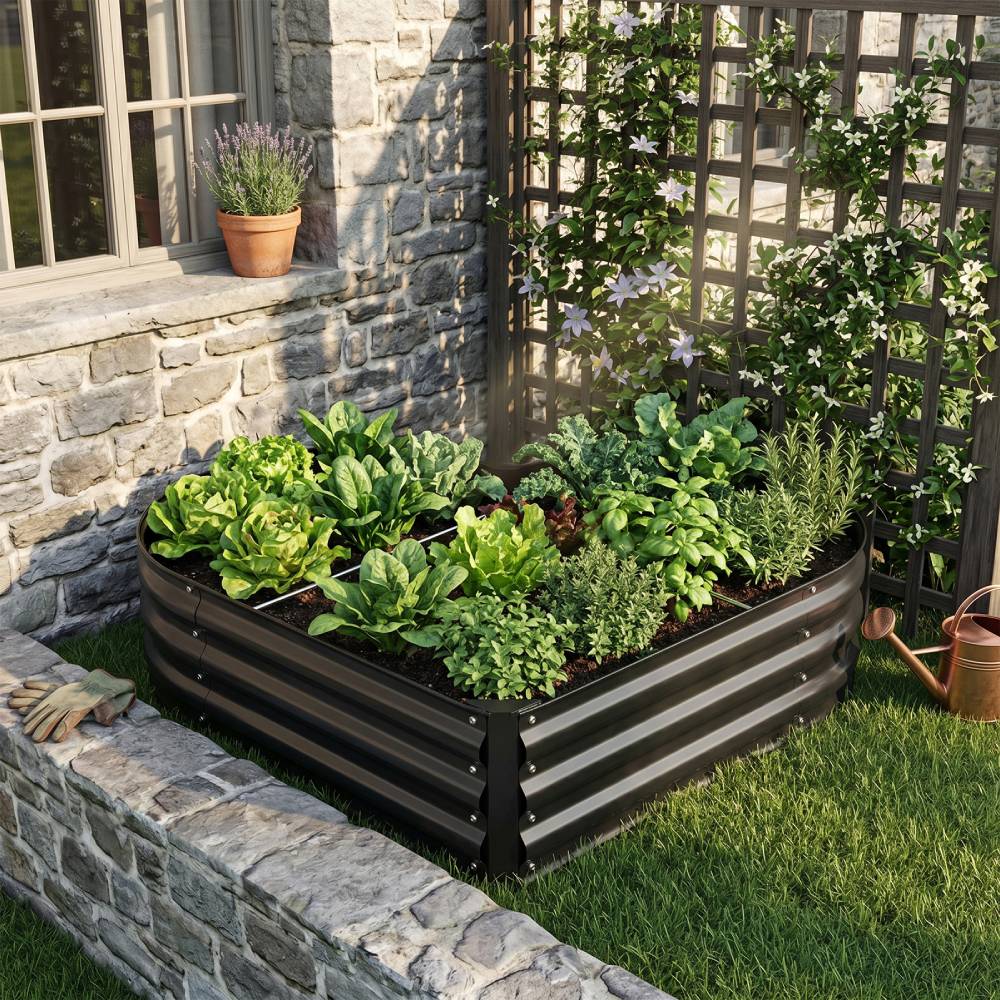 Breeins Heart-Shaped Galvanized Steel Raised Garden Bed Planter for Flowers & Vegetables