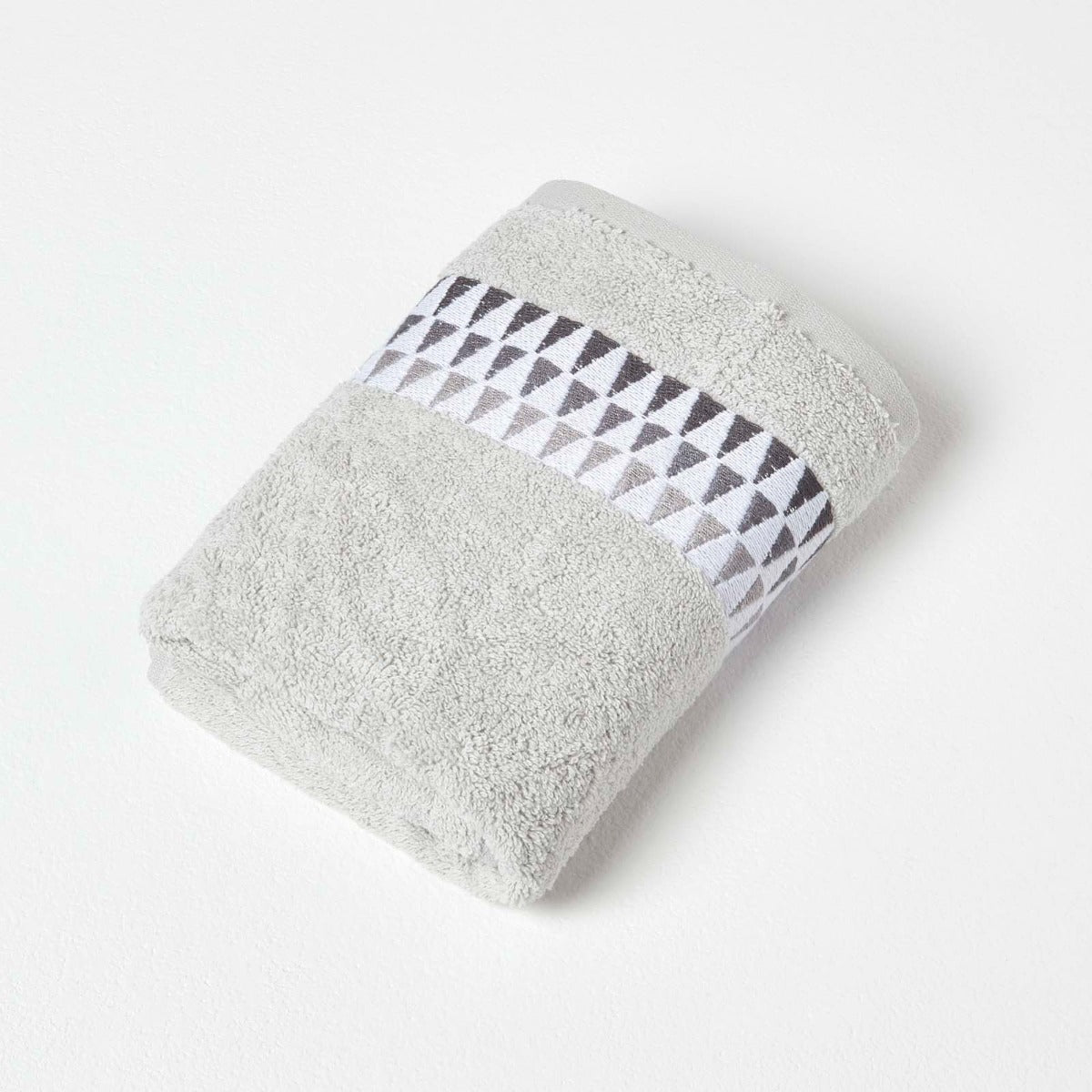 Geometric 100% Cotton Towel | Hand Towel | Grey