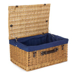 Wicker Buff 60cm Picnic Basket | Blue