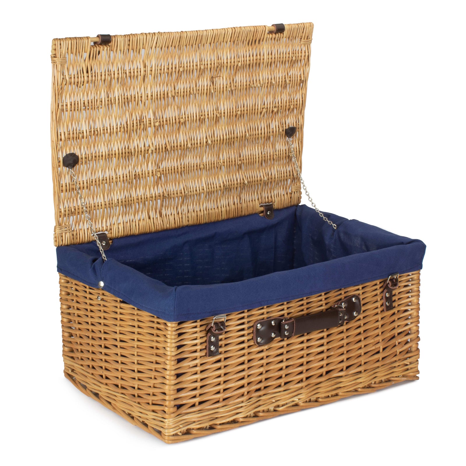 Wicker Buff 60cm Picnic Basket | Blue