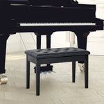 Classic Piano Bench Padded Seat Makeup Stool Solid Wood | One Size | Black