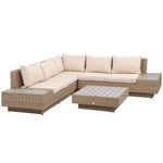 4pcs Rattan Sofa Set Garden Furniture Set W/ Armrest Cushion | Beige