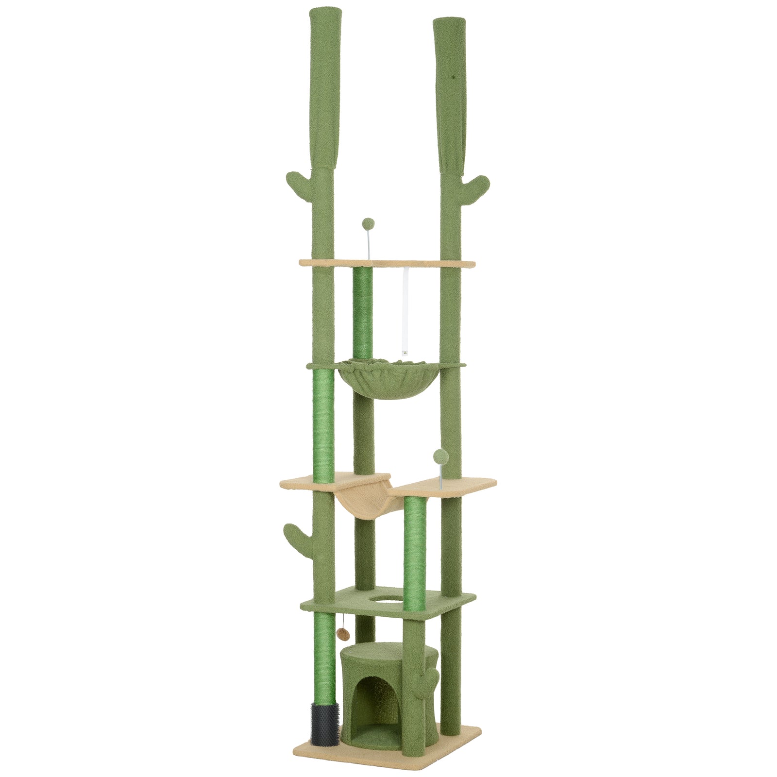 225-255hcm Floor To Ceiling Cat Tree W/ Hammocks, Condo - Green