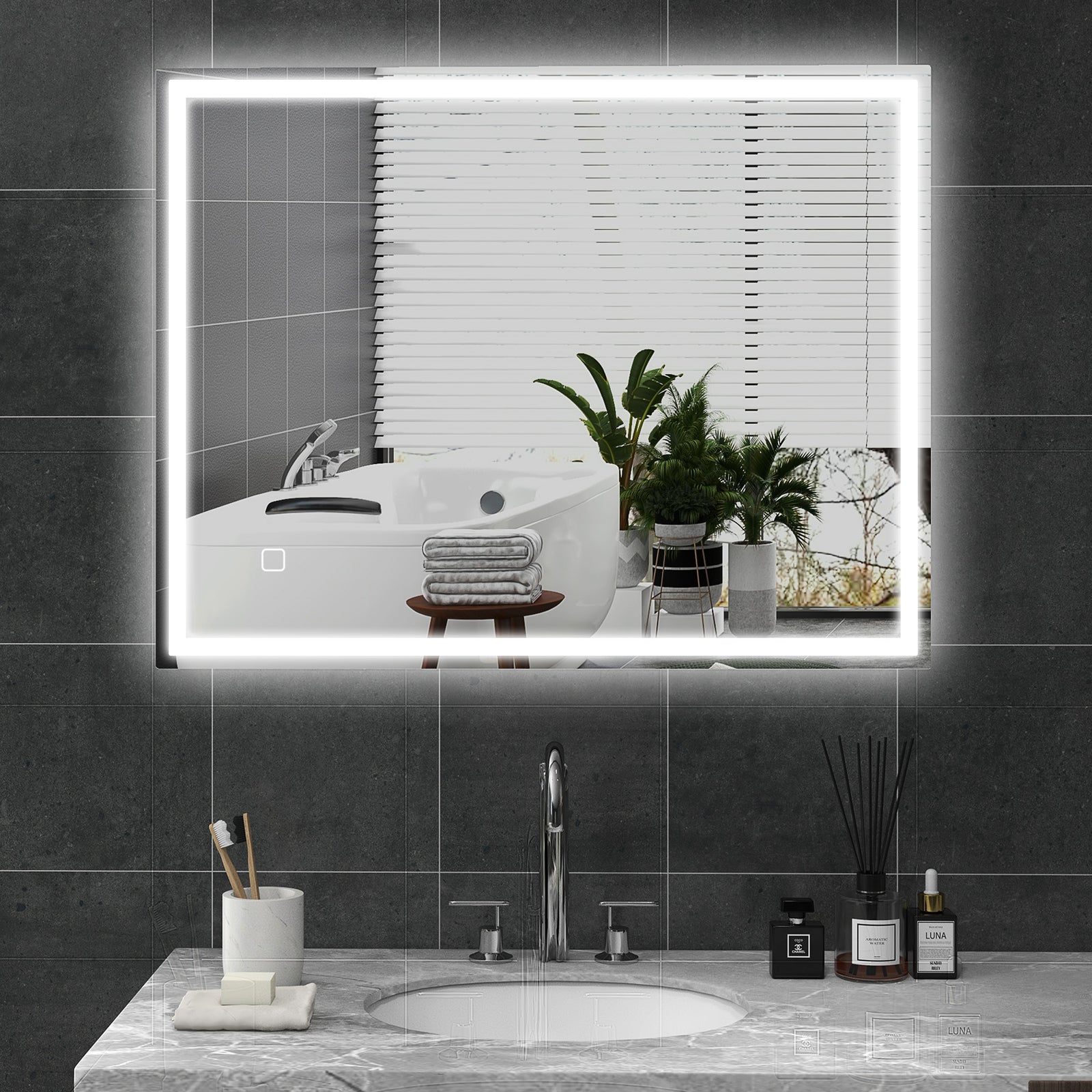Illuminated Bathroom Mirror With Led 3 Colours Defogging