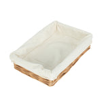 Wicker Cotton Lined Straight-sided Rectangular Tray | Small | Brown