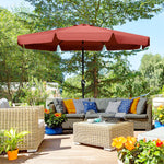 2.7m Patio Umbrella With Crank Garden Parasol | Red