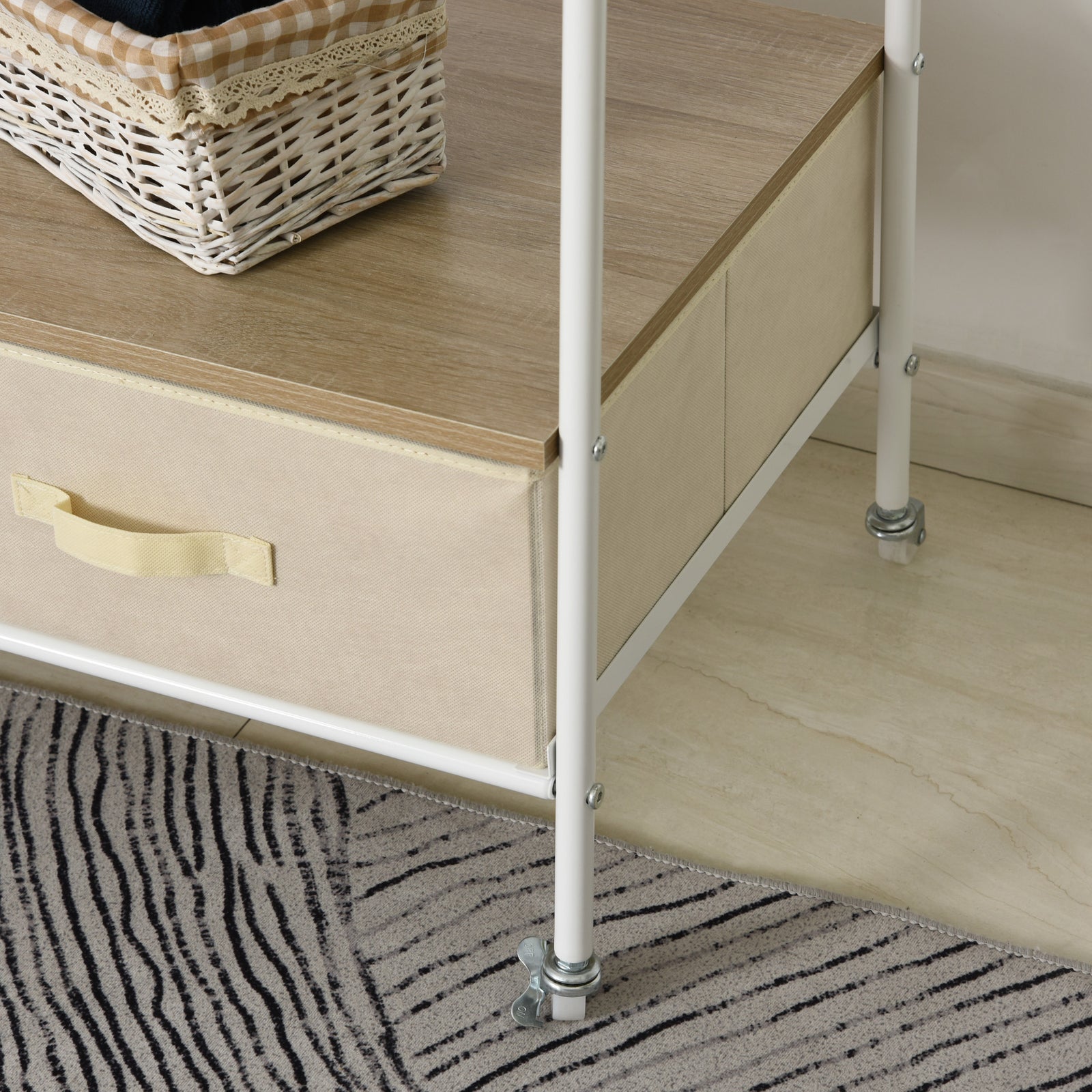 Rolling Coat Rack Clothes Stand Garment Storage Shelf