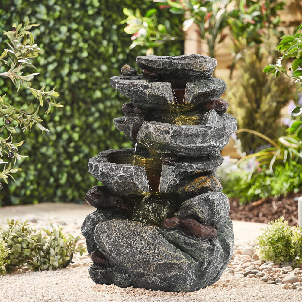 Outdoor Water Feature Fountain Decor With Lights