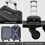 Set Of 3 Hard Shell Suitcase Cabin & Check In Cases With Tsa Lock - Overhead Cabin With Medium & Large Check-in Bag | Set of 3 | Black
