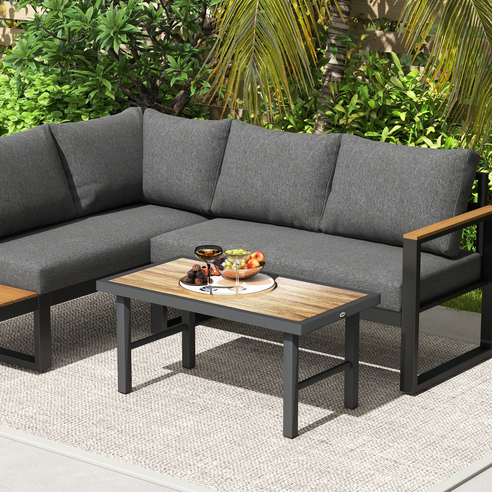 Garden Coffee Table W/ Spc Woodgrain Tabletop | Brown