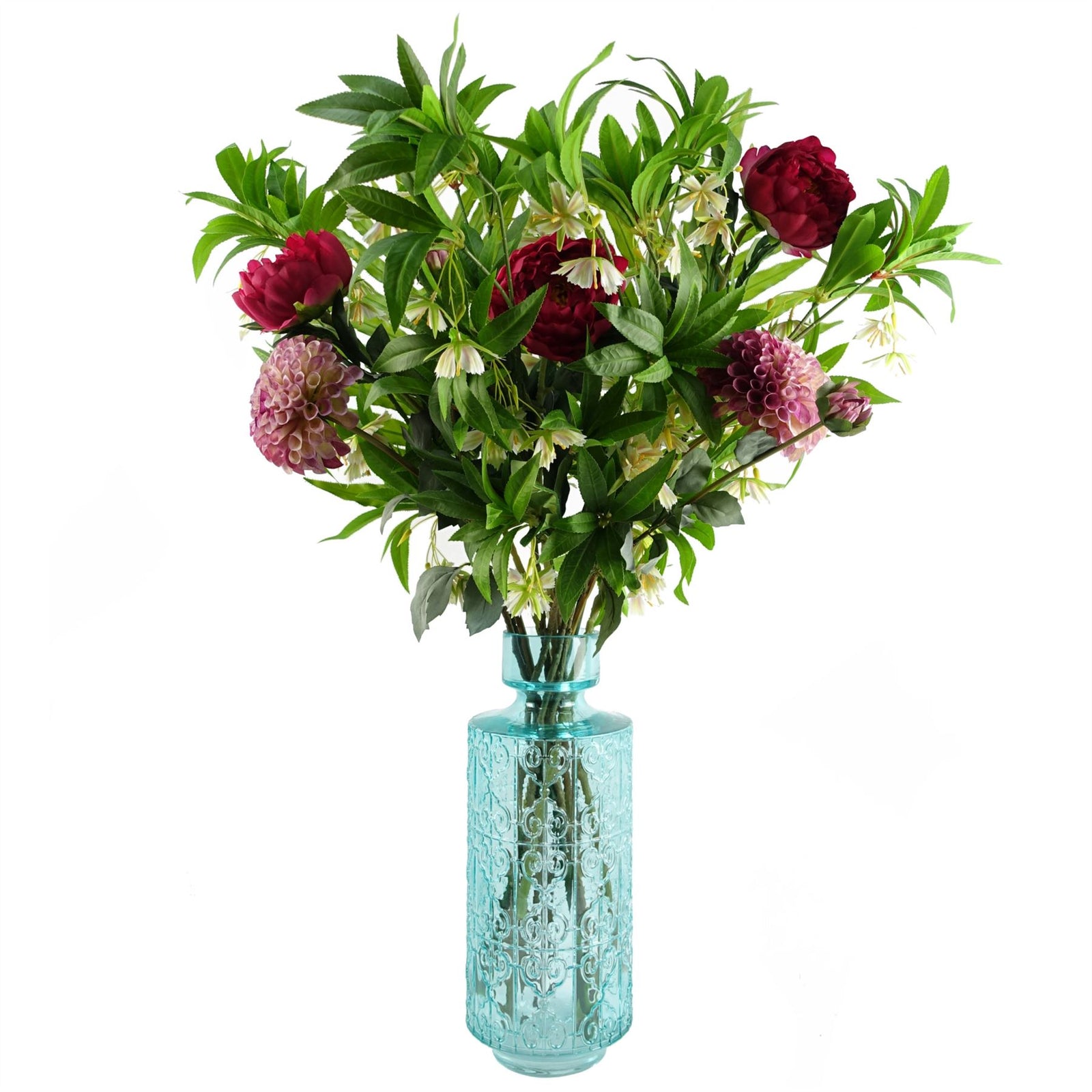 Pack Of 6 X 80cm Artificial Dark Pink Peony Stem