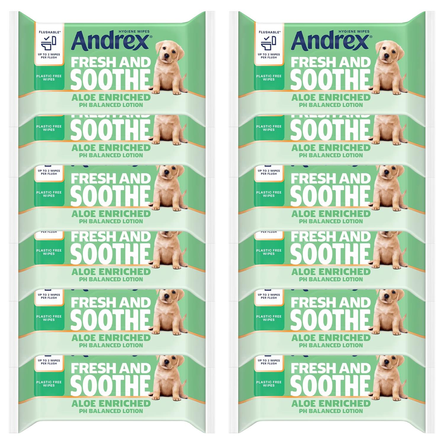 Hygiene Wipes Fresh & Soothe Aloe Enriched 36 Flushable Wipes | Set-of-12