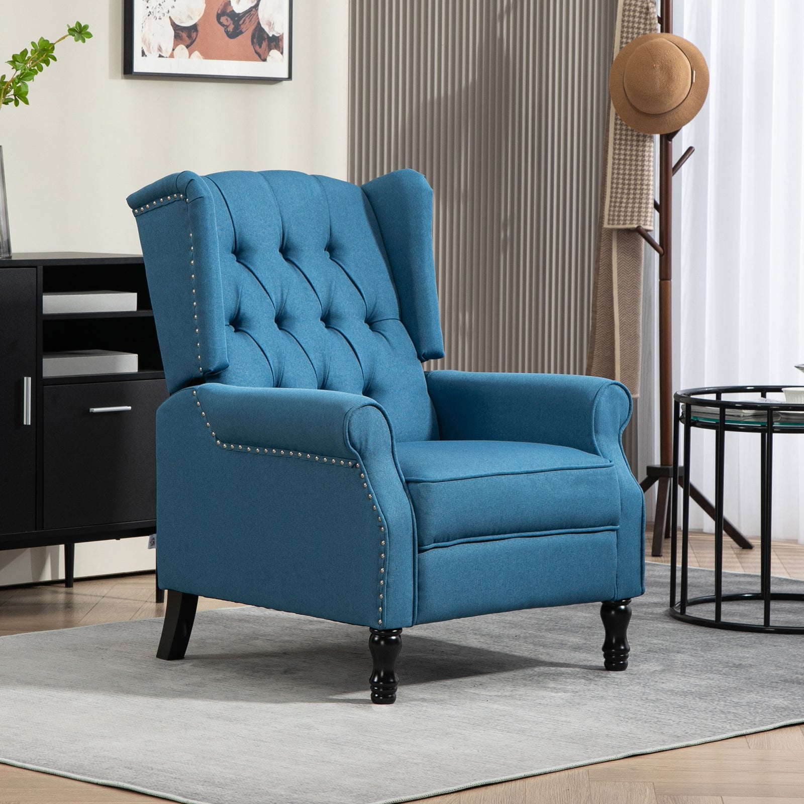 Manual Reclining Armchair W/ Footrest | Blue
