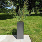 Zinc Galvanised Tall Square Planter | 40cm x 40cm x 100cm | Silver Black