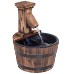 Wood Barrel Patio Water Fountain With Electric Pump