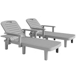 Set Of 2 Resin Reclining Sun Loungers For Garden | Light Grey