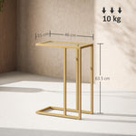 HOMCOM C-shaped Side Table, End Table With Tempered Glass Tabletop, Gold