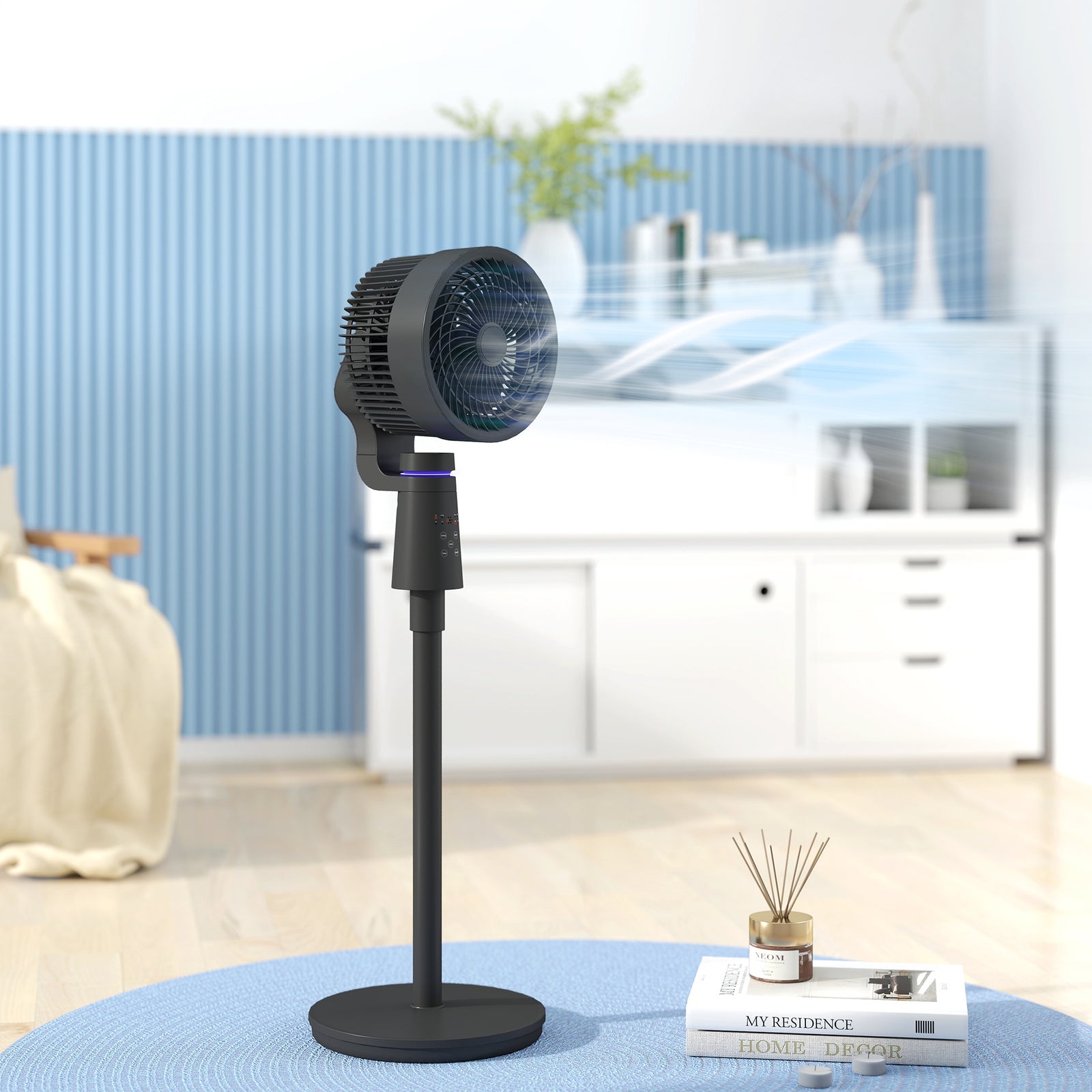 Pedestal Fan, Air Circulation Fan With Oscillating, Tilt | One Size | Black