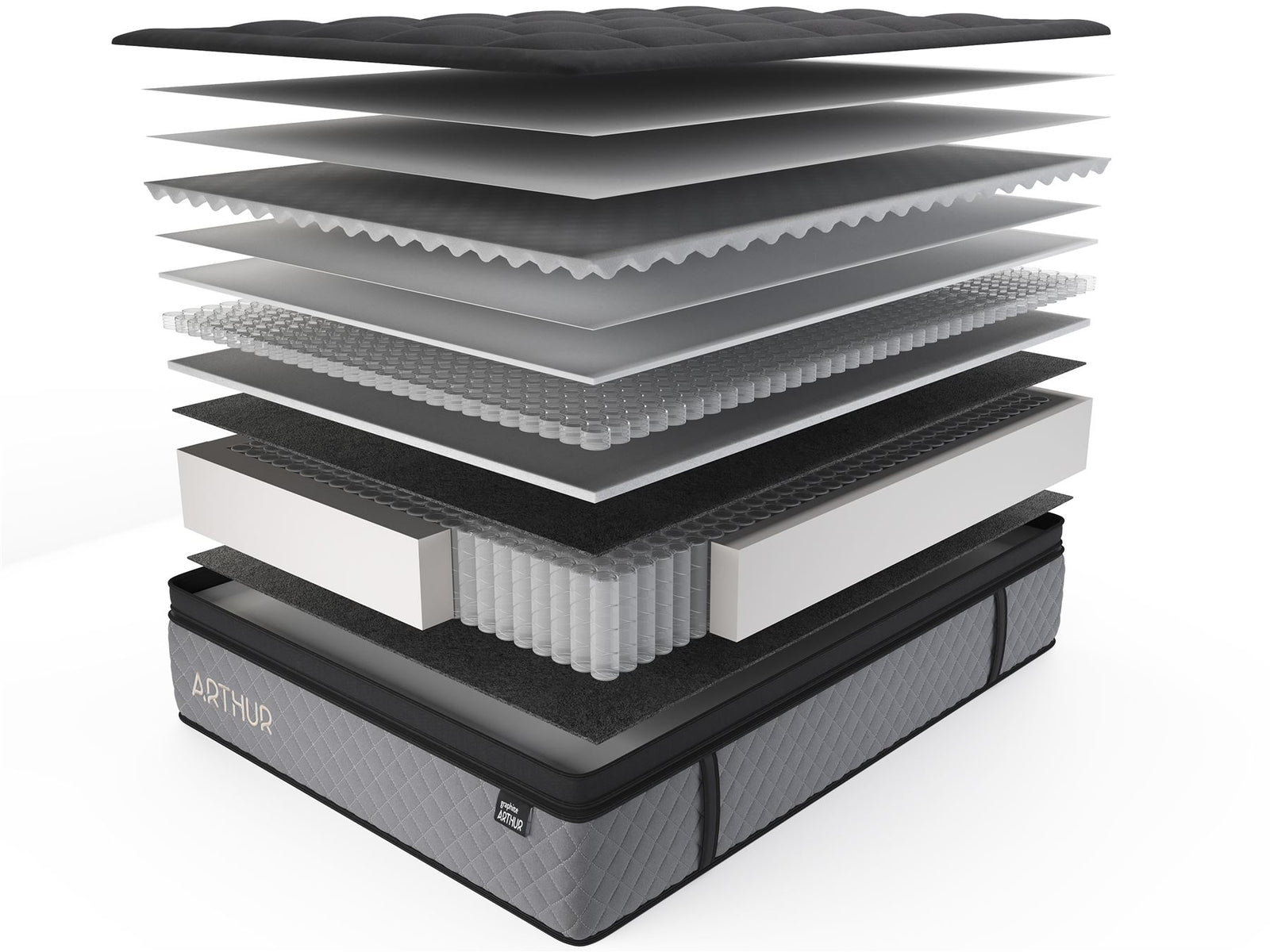 Graphite Arthur 3000 Hybrid Mattress | King | Charcoal