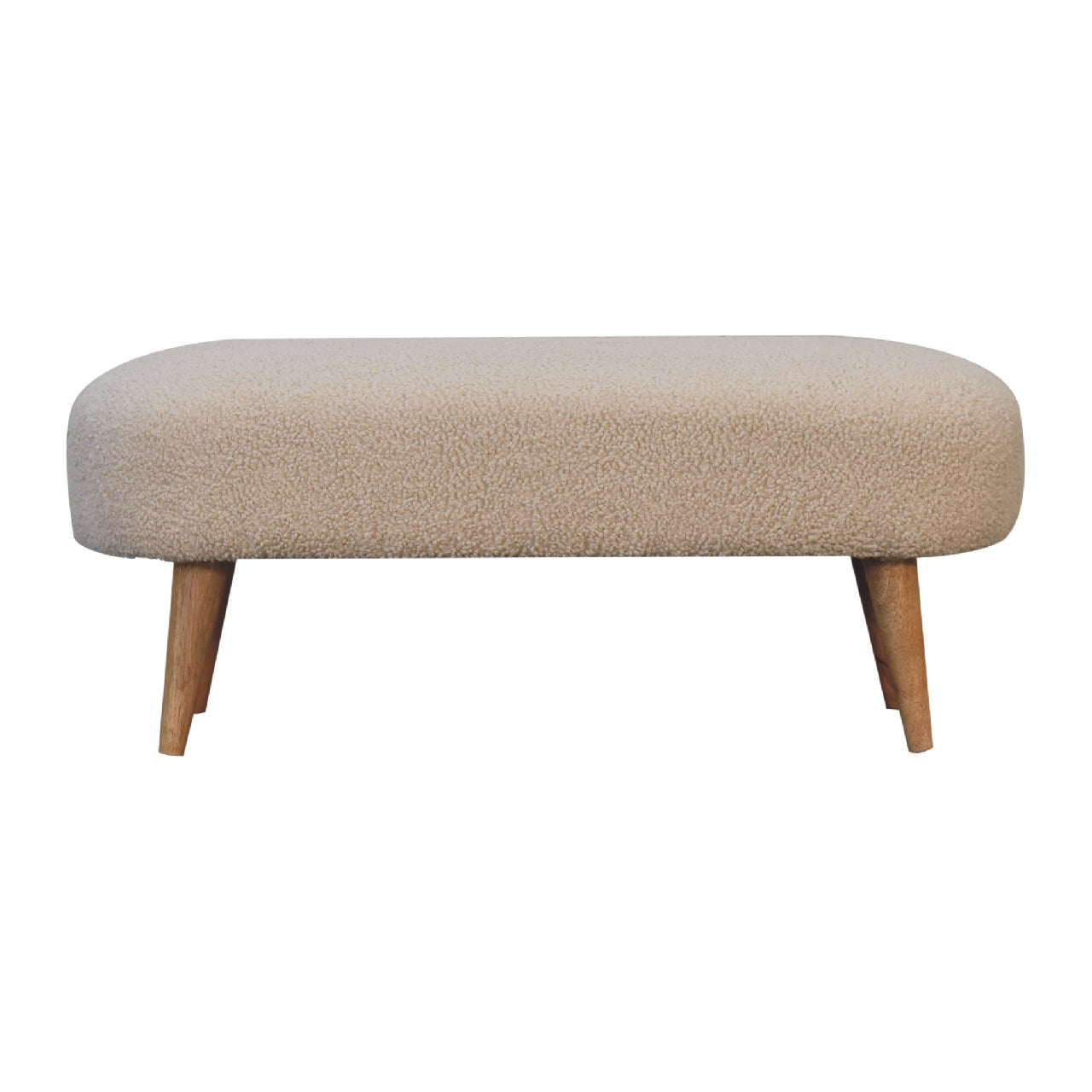 Solid Wood Boucle Hallway Bench