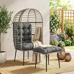 Standing Egg Chair Lounge Chair With Footstool, Cushion | Light Grey