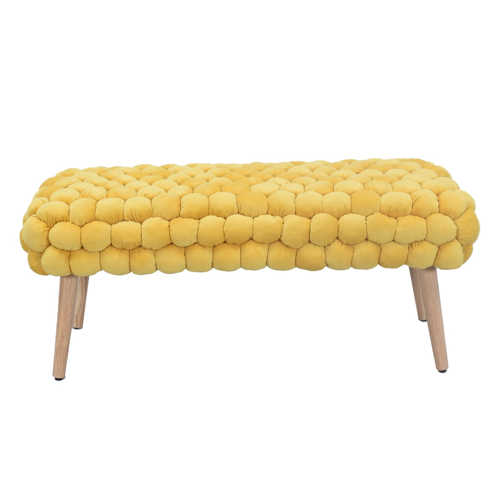 Cushla Bubbly Velvet Large Footstool | Yellow