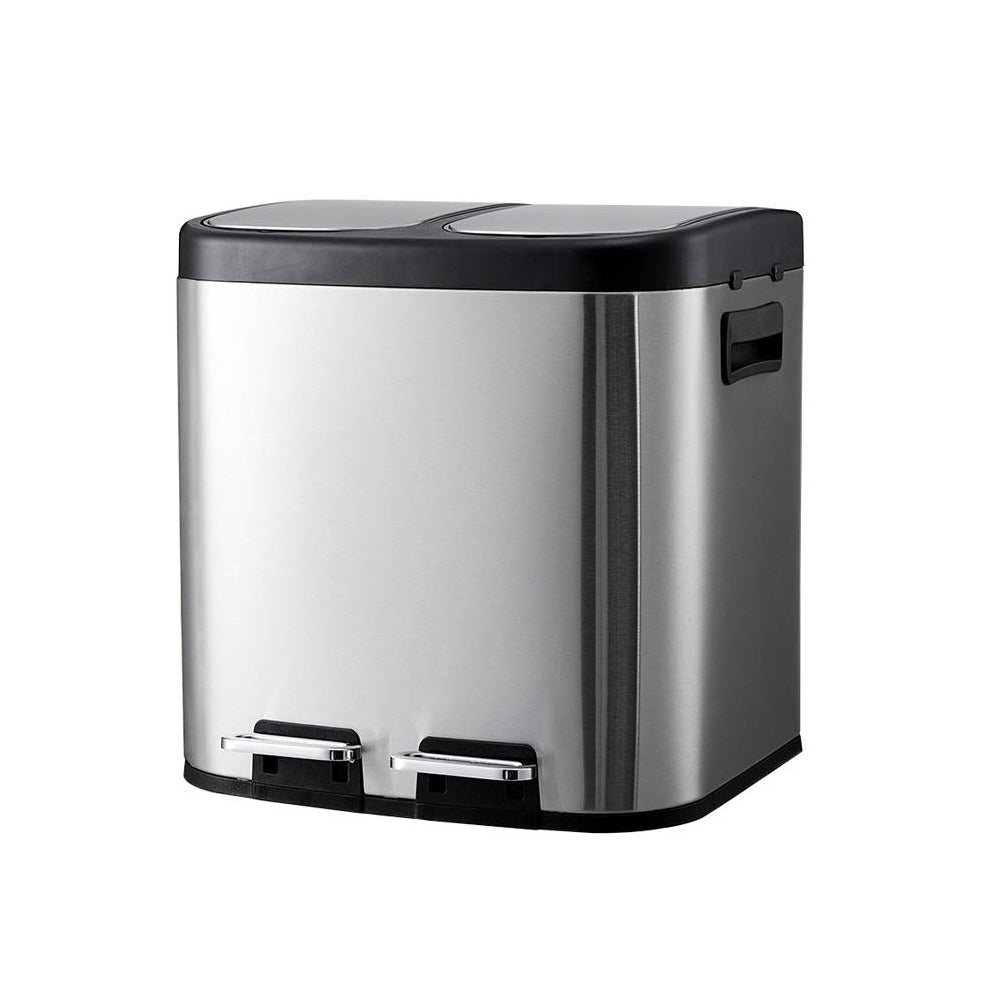 30l Stainless Steel Step Open Trash Can With Dual Pedals