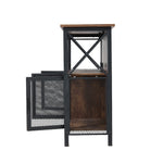 Industrial Wine Bar Cabinet With Metal Frame | Black
