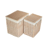 White Cotton Lined Boutique White Wash Laundry Baskets | Set-of-2 | White