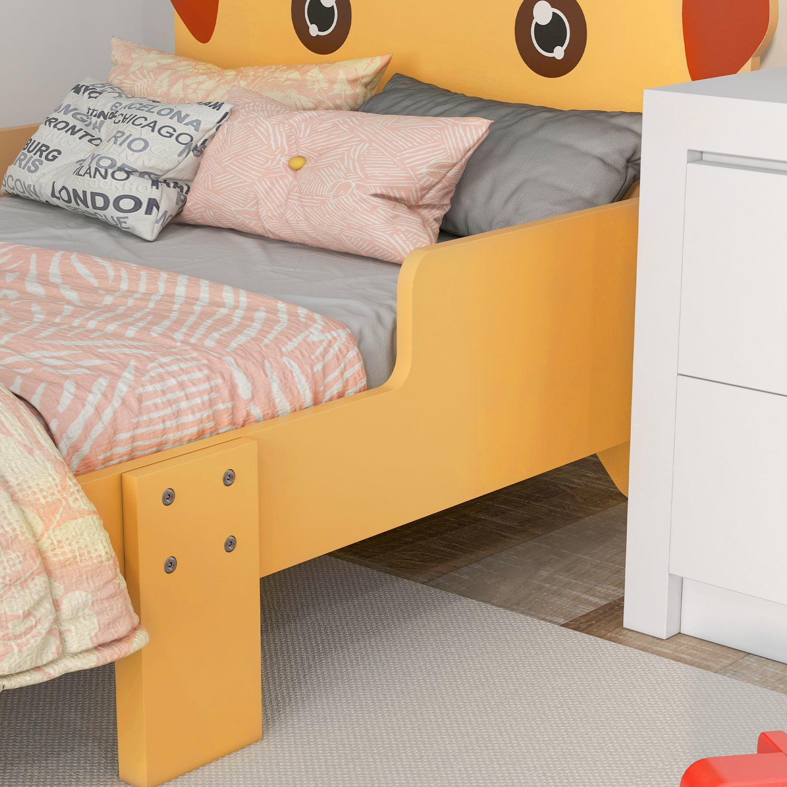 Toddler Bed Frame, Puppy-themed Design, 143 X 74 X 58cm - Yellow | Yellow