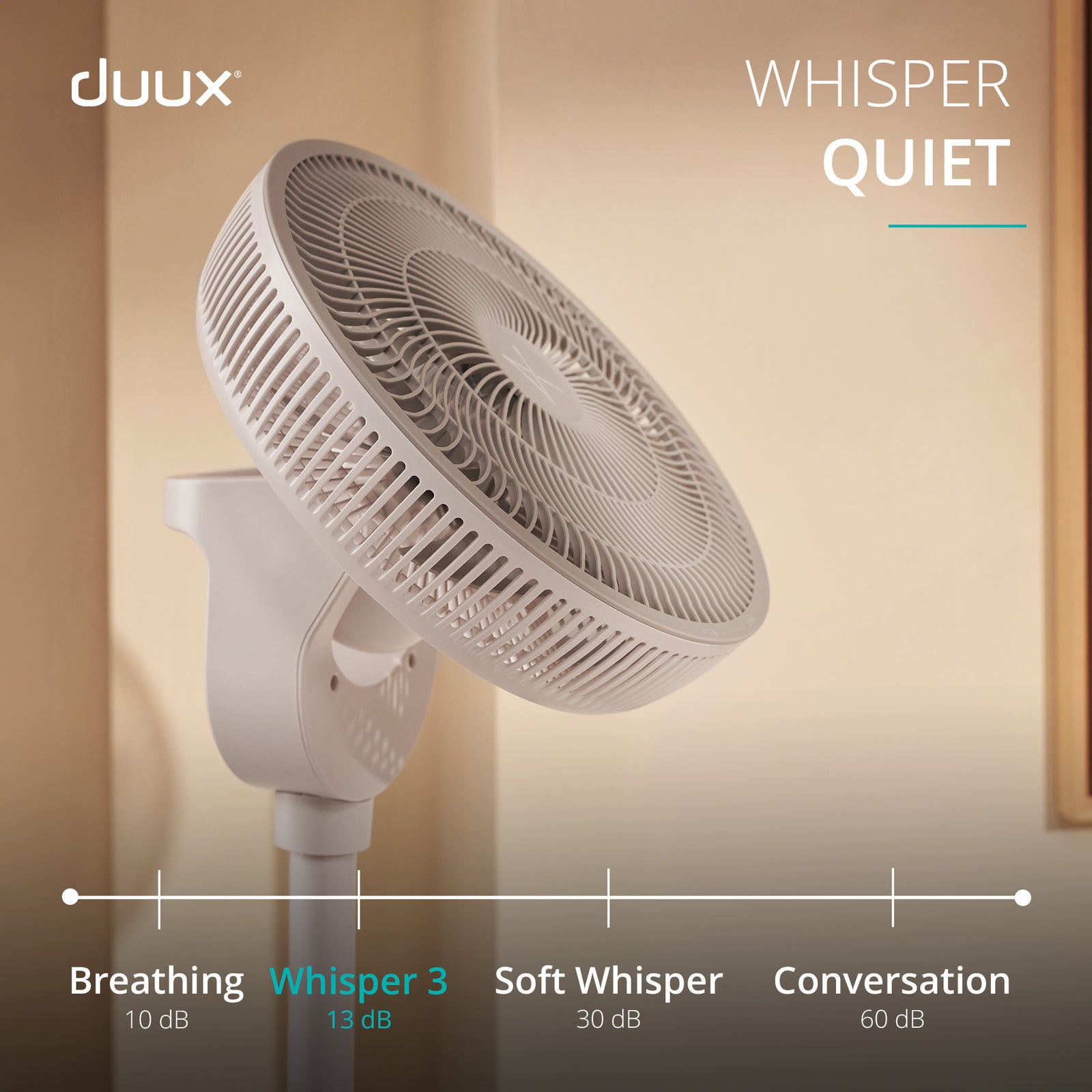 Whisper 3 Standing Fan With Remote Control | White