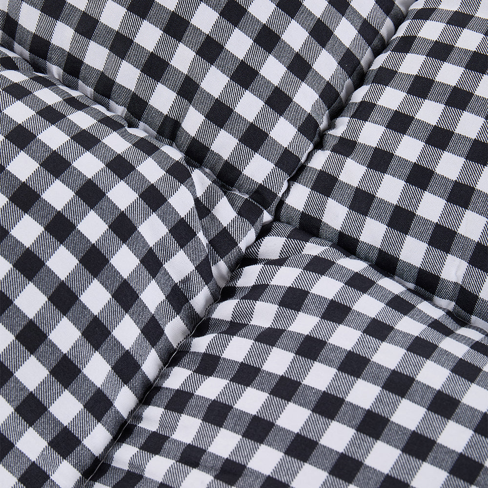 Quilted Mattress Topper With Thick 10cm Padding – Soft Brushed Fabric, Breathable Support & Secure Fit Straps | King | Checkered