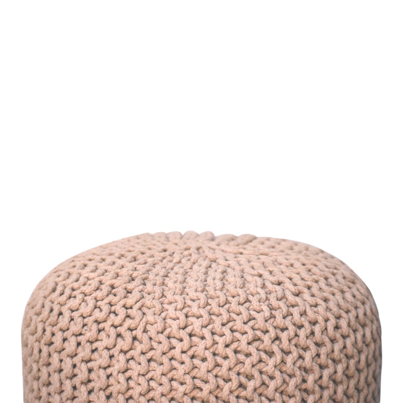 Solid Mango Wood Keeva Beige Round Footstool