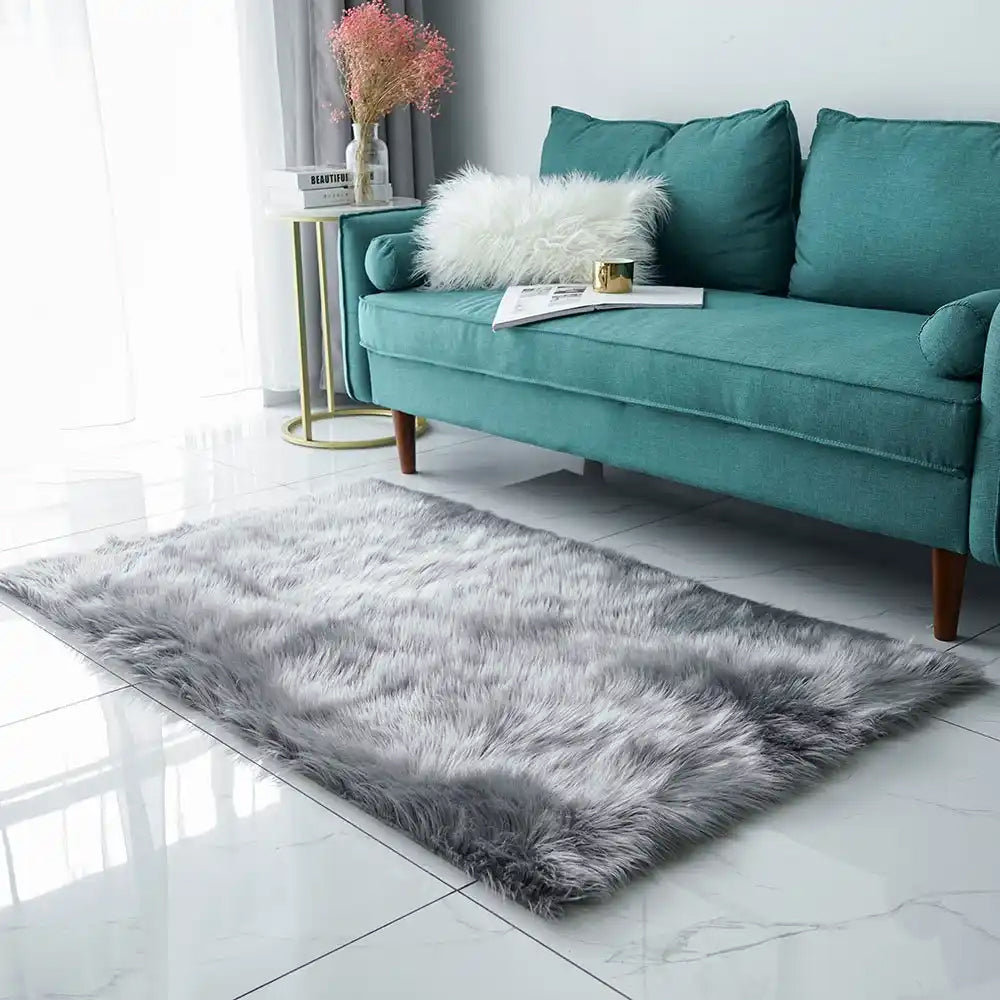 Retangular Super Soft Shaggy Area Rug | Small | Grey