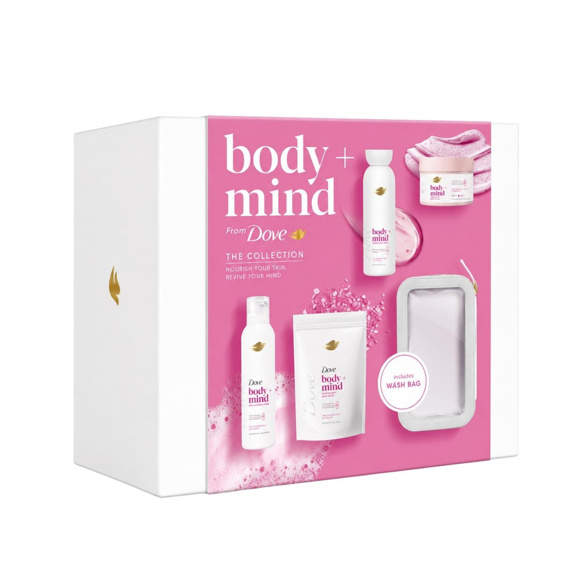DOVE Body And Mind Collection Gift Set For Her With Bath Salts, 4pc
