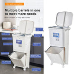 White Double-layer Three-compartment Trash Can With Wheels | 45l