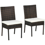 Rattan Garden Chairs W/ Cushion, Wicker Dining Chairs | Set of 2 | Brown