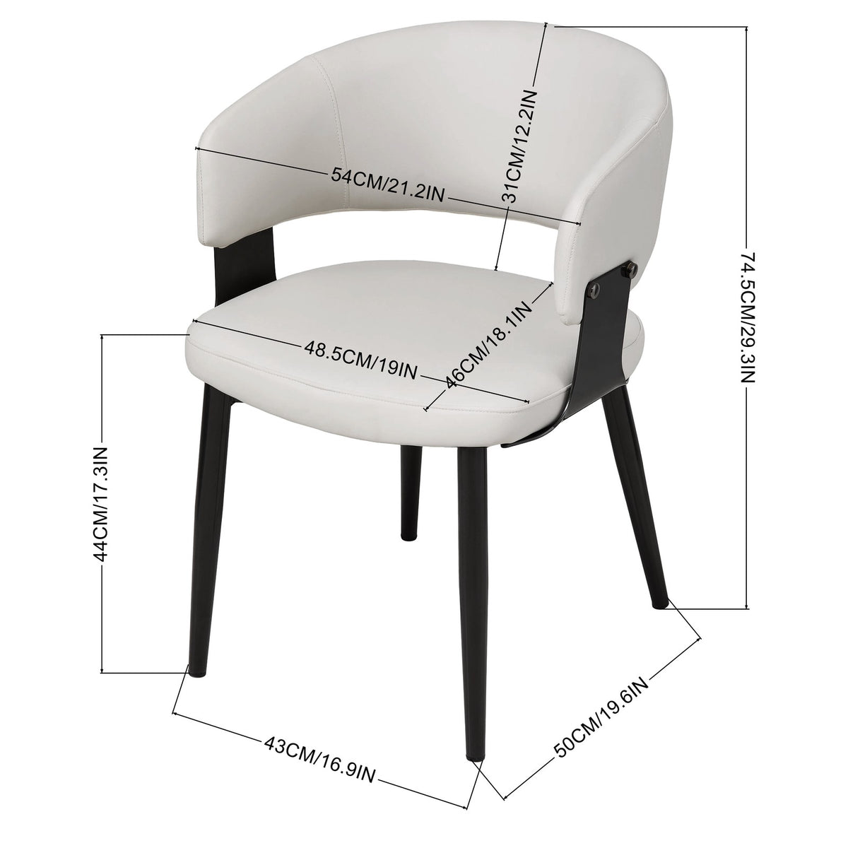 Breeins Set Of 2 Modern Pu Leather Dining Chair