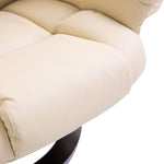 Pu Leather Manual Reclining Armchair Footstool Padded Seat | One Size | Cream