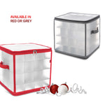 Decoration Storage Cube With 64 Ornament Dividers And Handles | Red