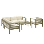 5 Pcs Garden Sofa Set W/ Cushions, Aluminium Furniture Sets | Gold