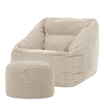 Morgan Cord Armchair & Pouffe Set | Beige